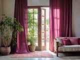 Raspberry linen curtains