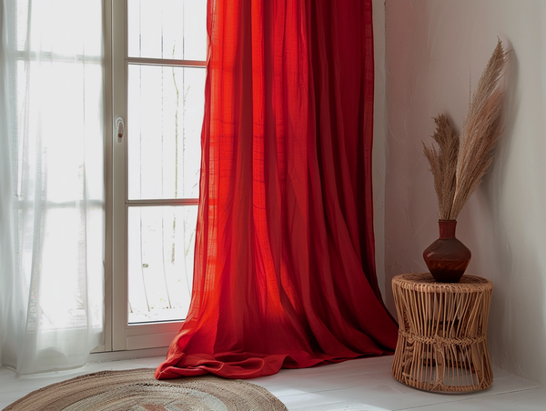 Scarlet red curtains
