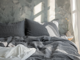 Dark gray melange coverlet