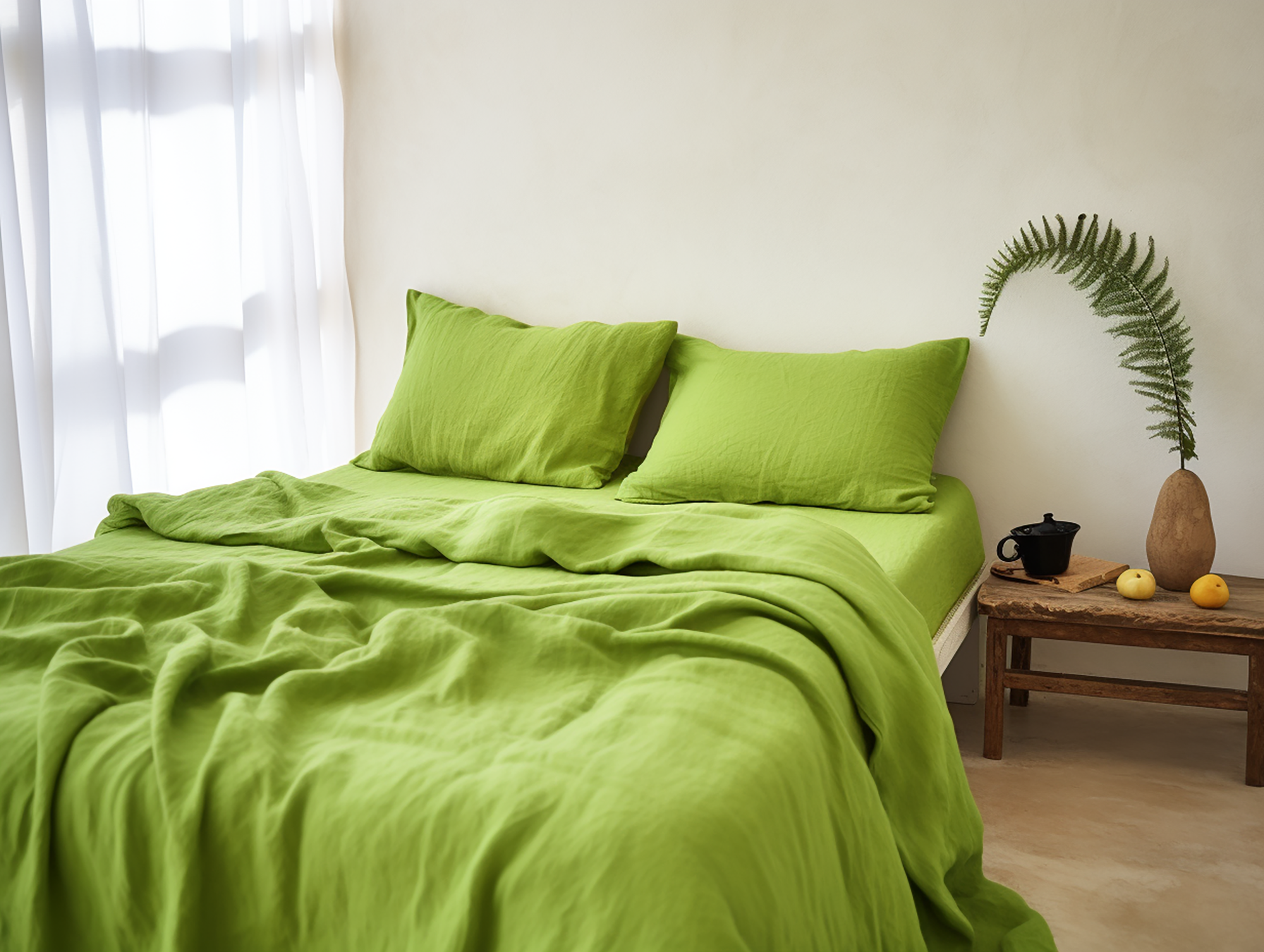 Parure de draps vert chartreuse