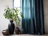 Charcoal teal linen curtains