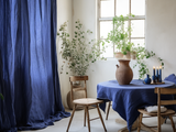 Indigo linen curtains