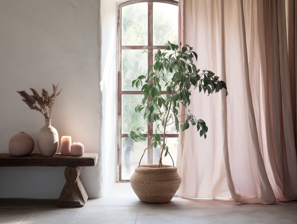 Rust pink curtains