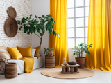 Bright yellow linen curtains
