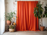 Bright orange linen curtains