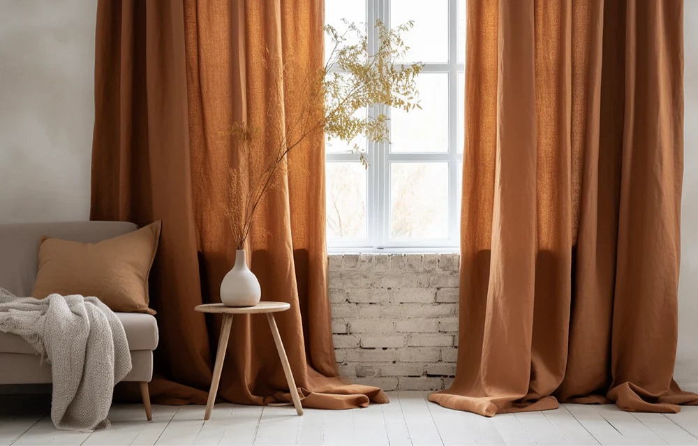 Cinnamon linen curtains