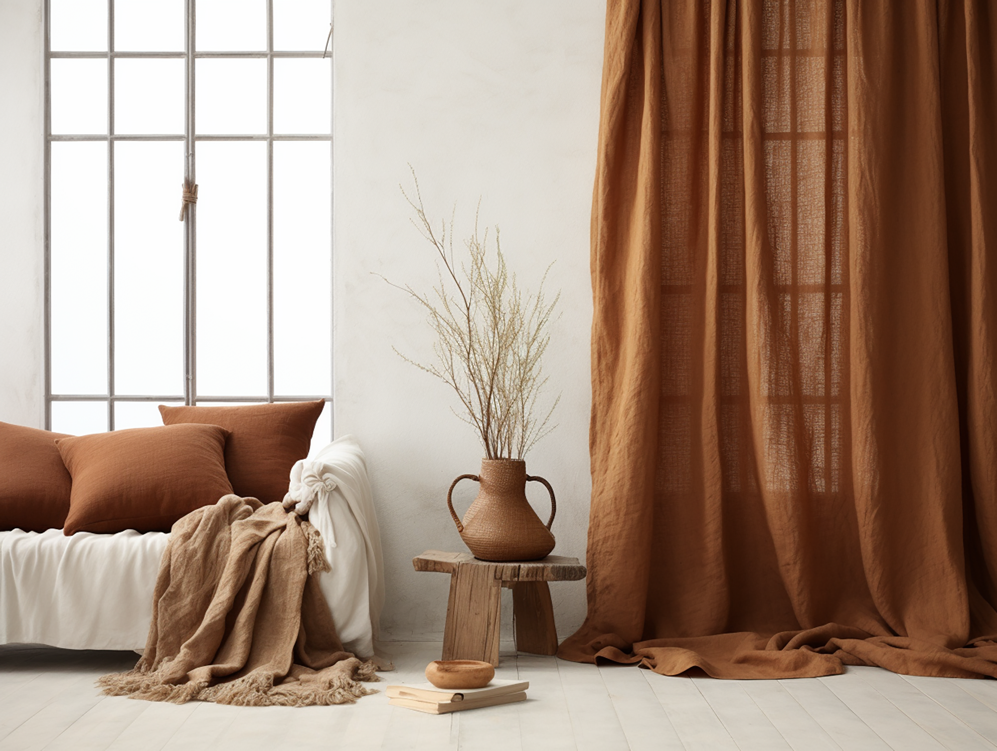 Cinnamon linen curtains
