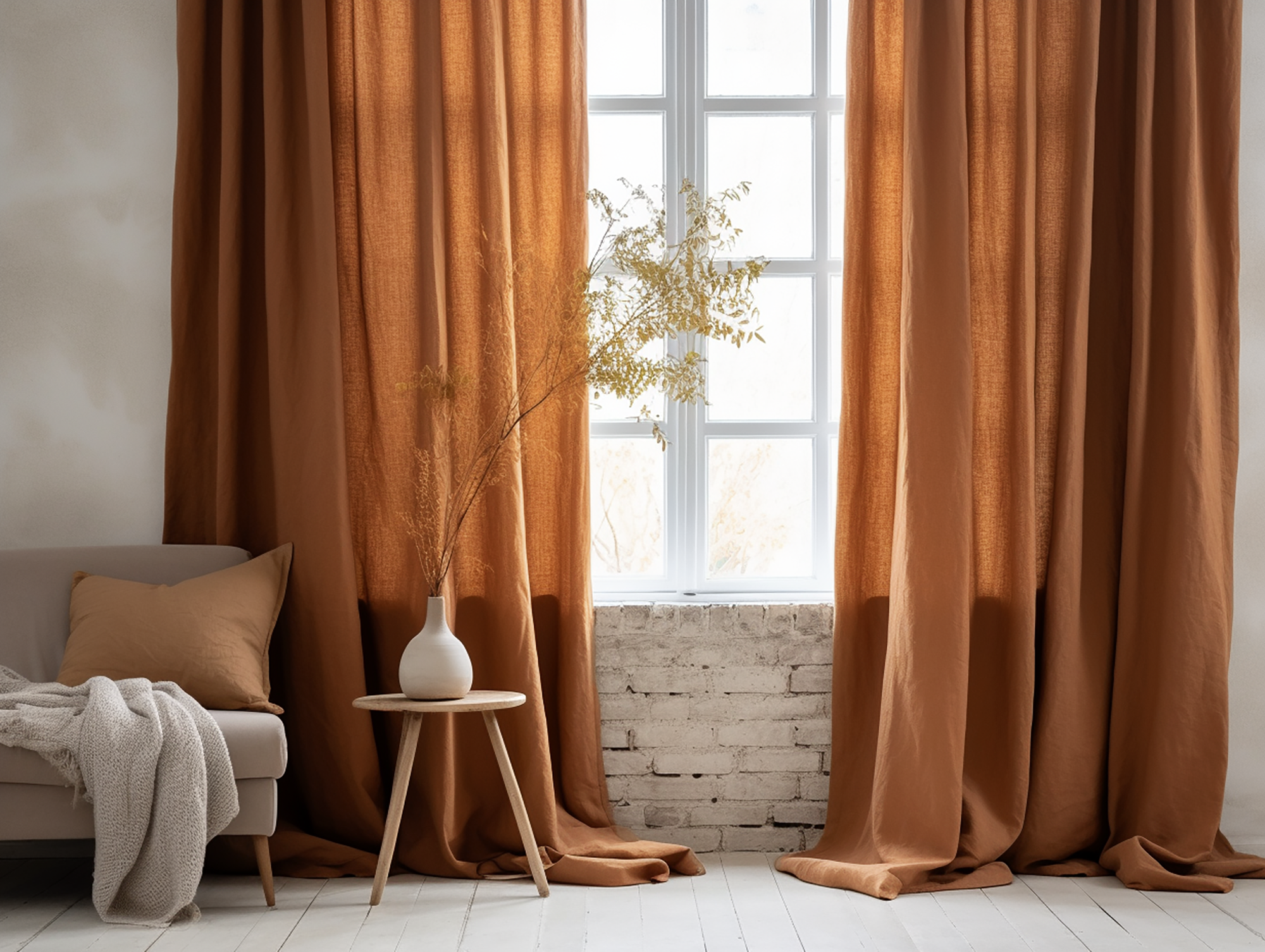 Cinnamon linen curtains