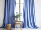 Cornflower blue linen curtains