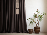 Brown linen curtains