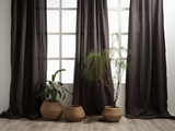 Brown linen curtains