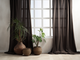 Brown linen curtains