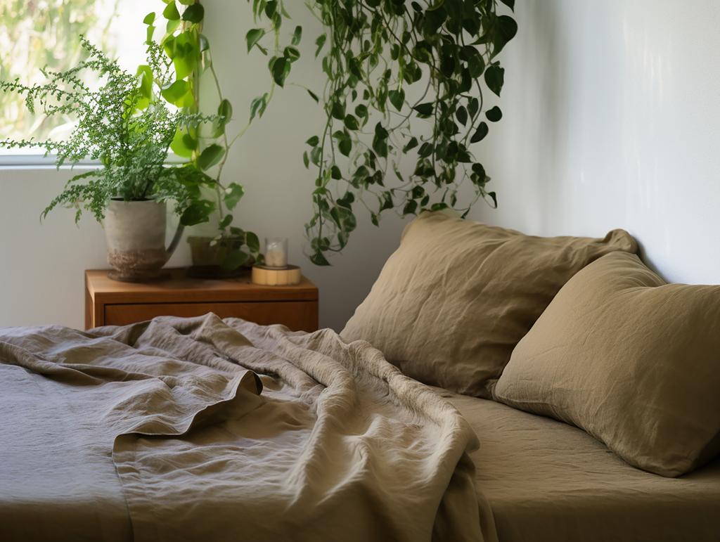 Taupe linen flat sheet