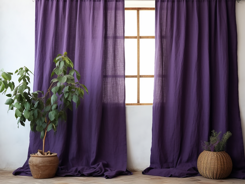 Deep purple linen curtains