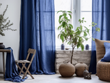 Indigo linen curtains