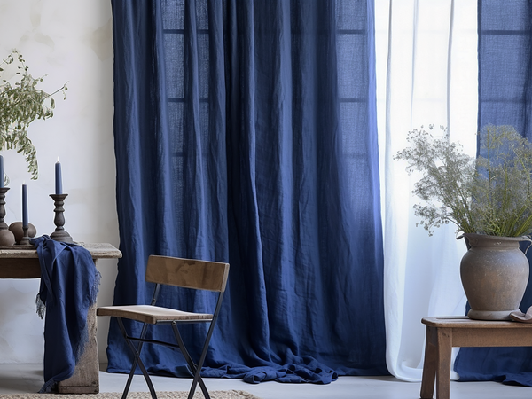 Indigo linen curtains