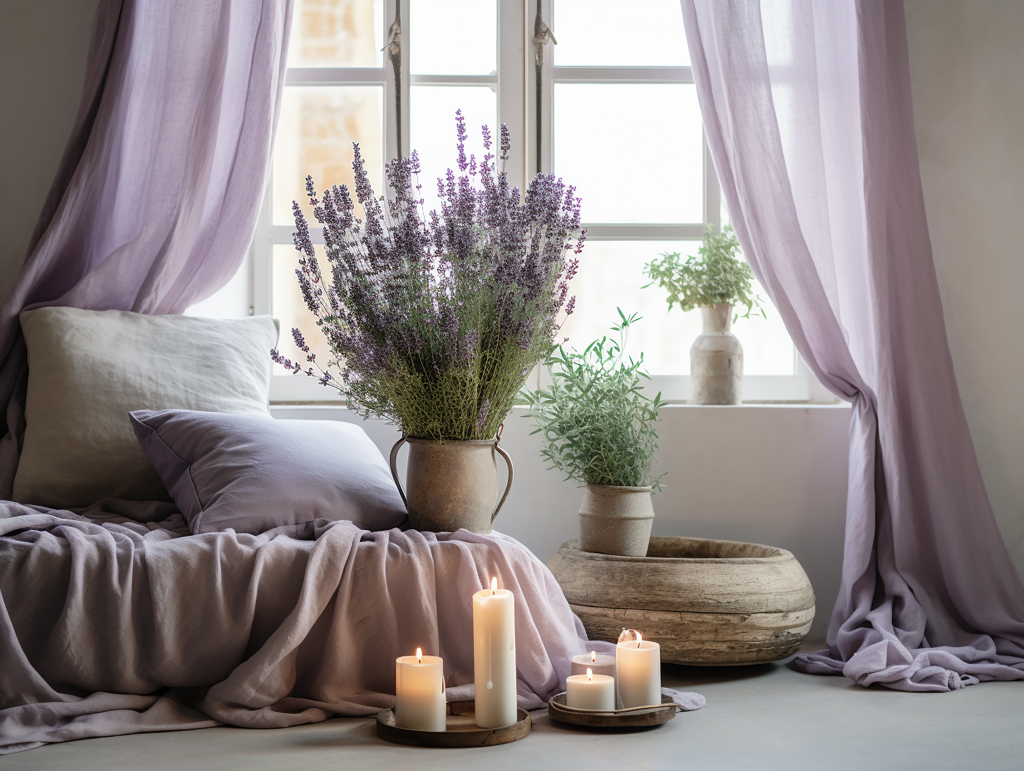Lavender linen curtains