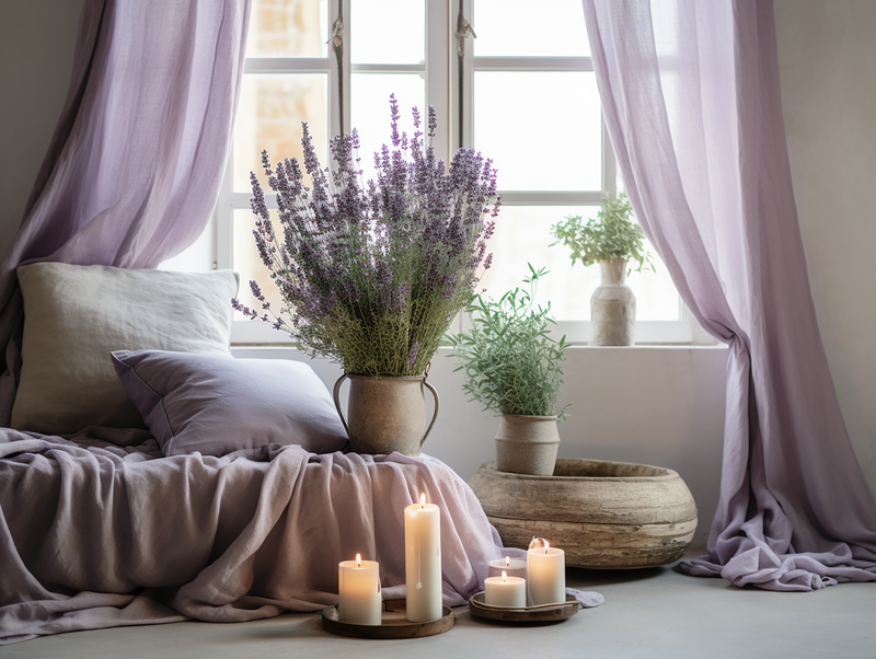 Lilac linen curtains