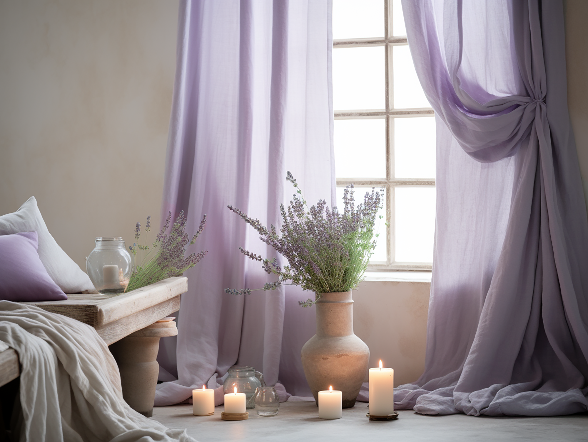 Lavender linen curtains