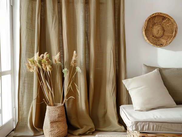 Taupe curtains