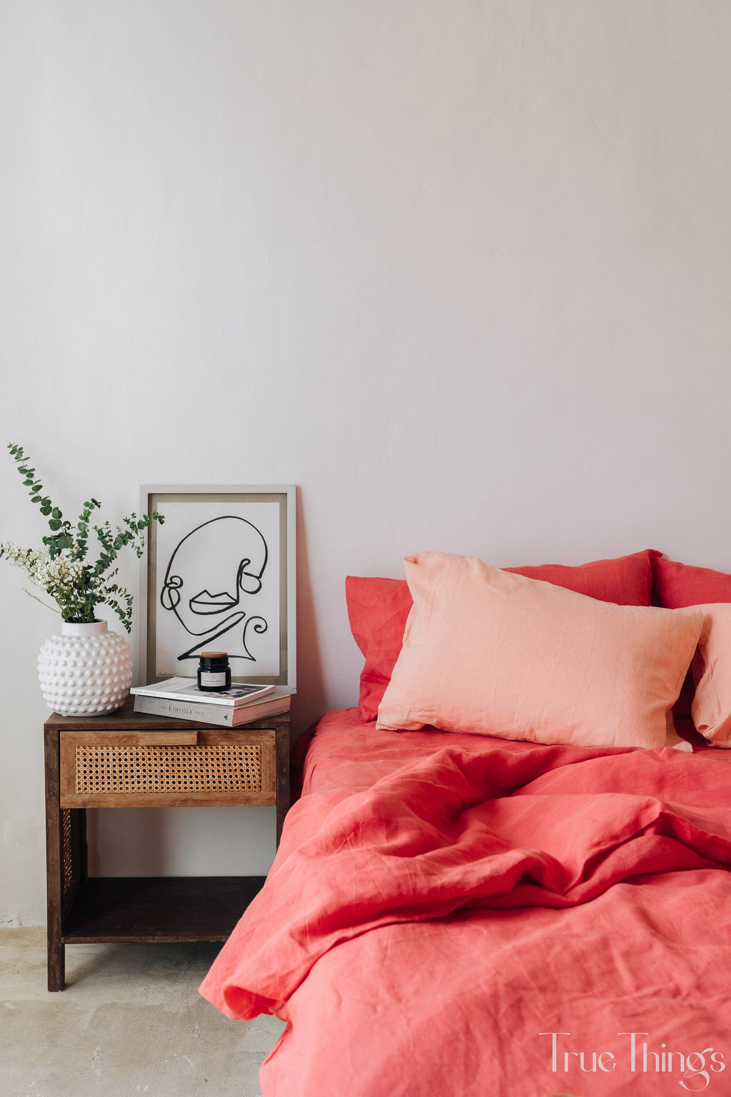 READY TO SHIP Coral linen pillowcase 1 Coral pillow cover King Queen Standard Euro Decorative Australian, Lumbar, Custom Envelope closure