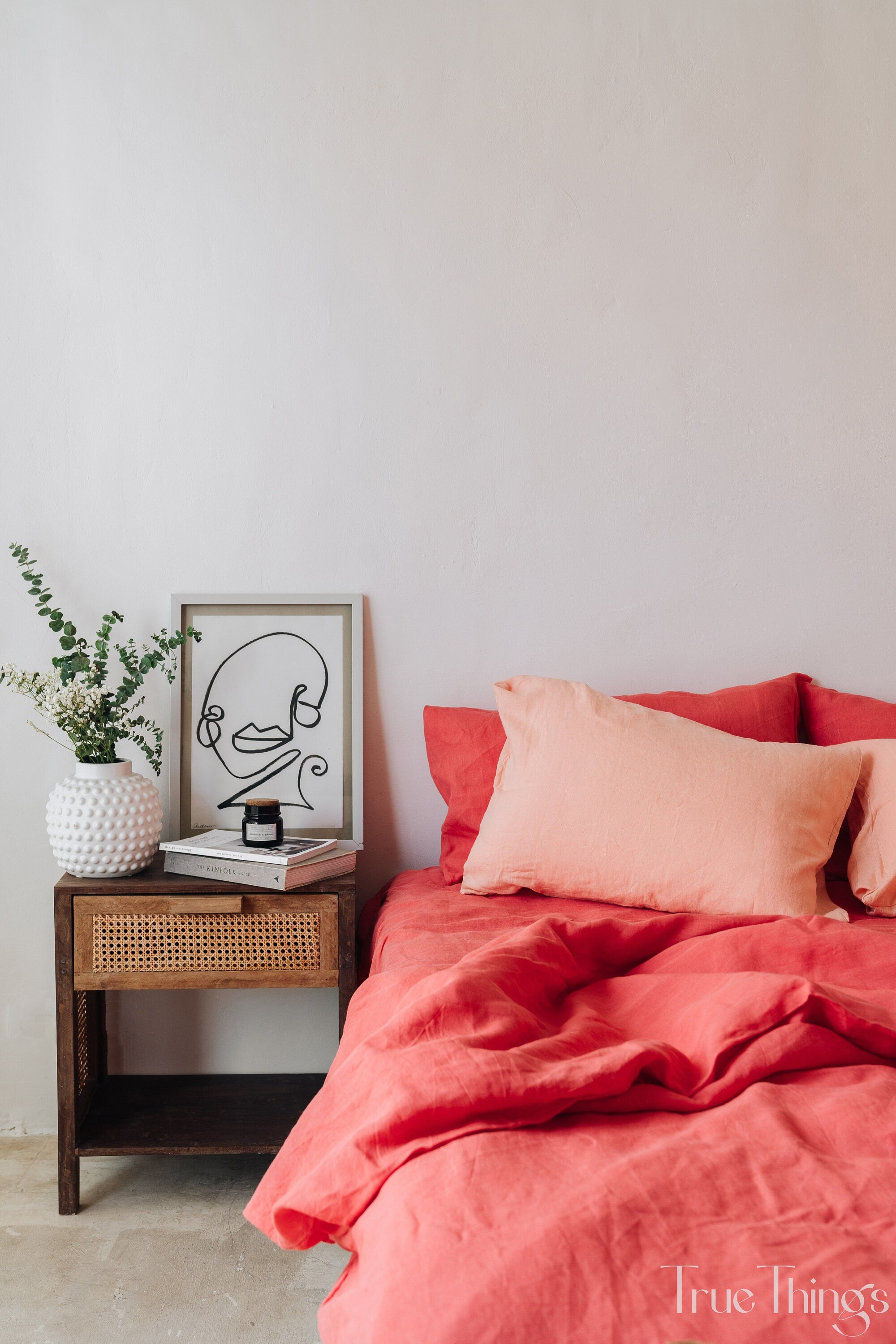 READY TO SHIP Coral linen pillowcase 1 Coral pillow cover King Queen Standard Euro Decorative Australian, Lumbar, Custom Envelope closure