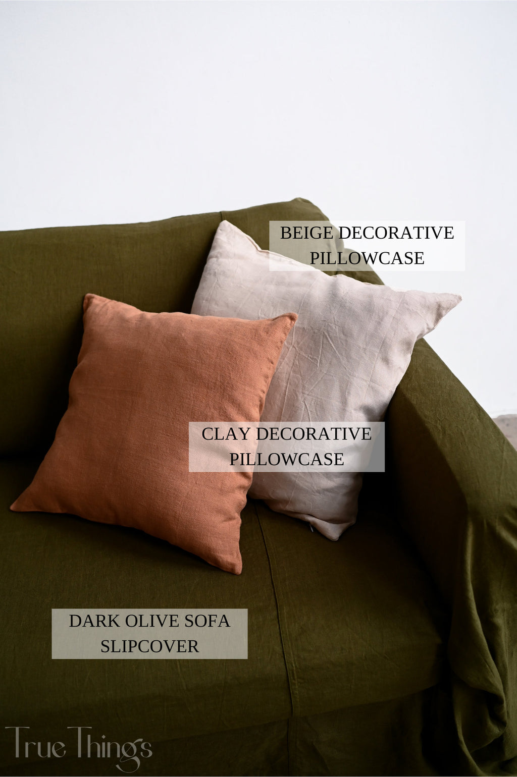 READY TO SHIP from Florida 1 Dark olive linen sofa slipcover Couch throw Softened linen drop cloth couch cover Eco friendly bedspread Custom