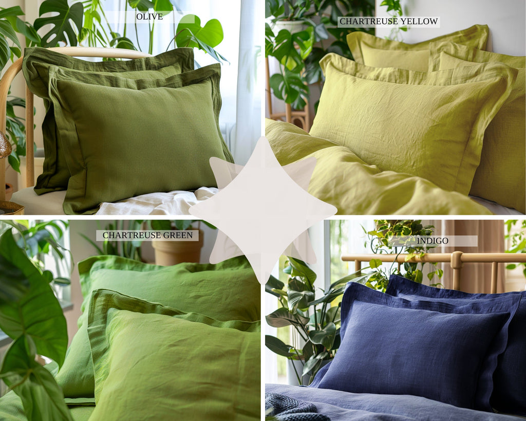 READY TO SHIP from Florida 2 Gray sage linen Oxford sham Green gray sham pillow cover King Queen Standard Euro Decorative, Envelope closure