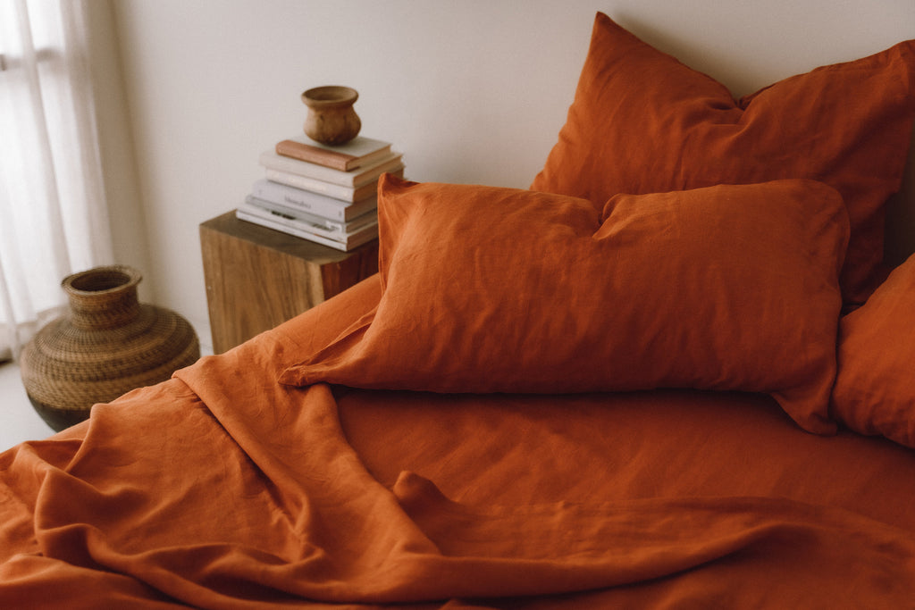 READY TO SHIP from Florida 2 Burnt orange linen pillowcase Burnt orange pillow cover Standard Euro Decorative Lumbar, Custom size Envelope