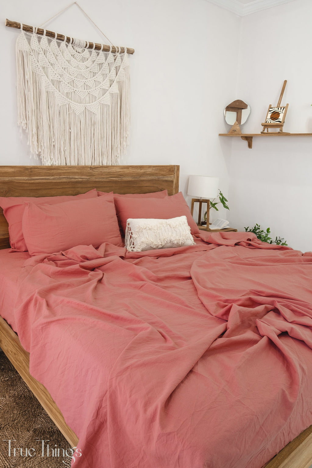 READY TO SHIP Rust pink linen fitted sheet 1 Fitted sheet Softened linen sheet Stonewashed linen Linen bedsheet Pink fitted sheet