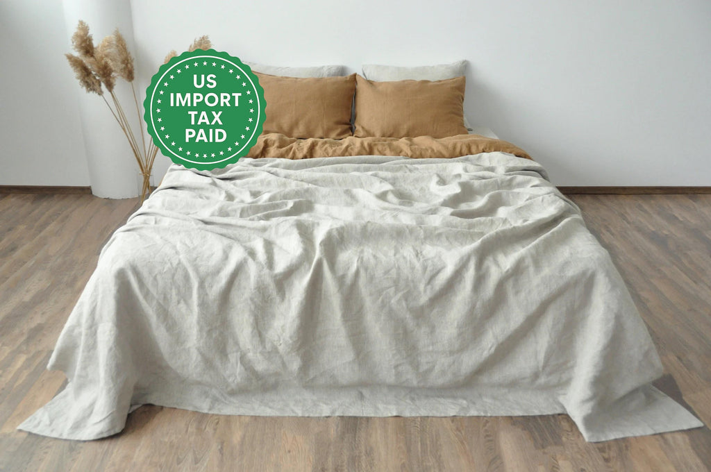 READY TO SHIP 1 Clay Undyed linen coverlet with or without filling Softened linen Medium weight Double Queen California King Custom size