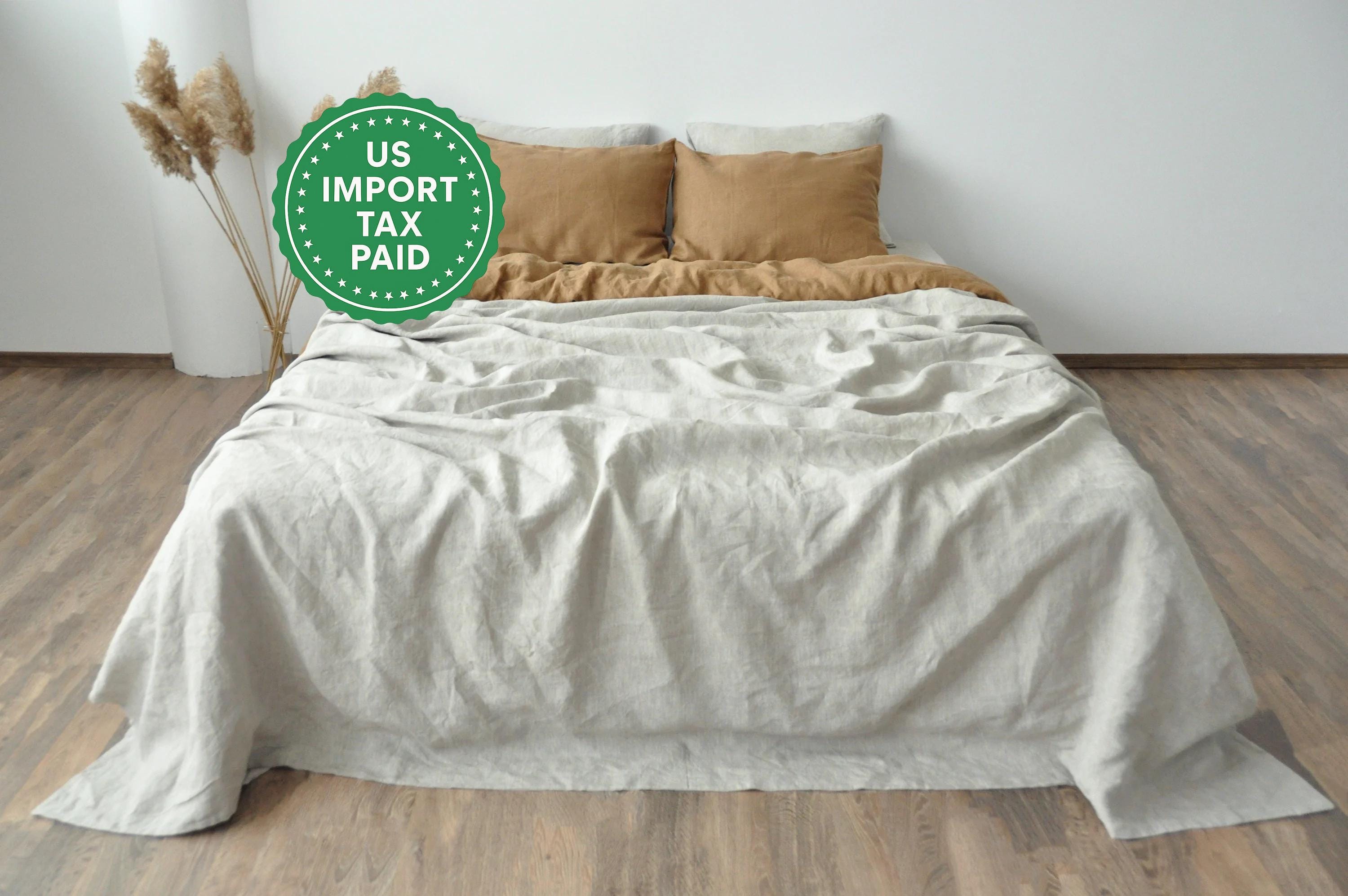 READY TO SHIP 1 Clay Undyed linen coverlet with or without filling Softened linen Medium weight Double Queen California King Custom size