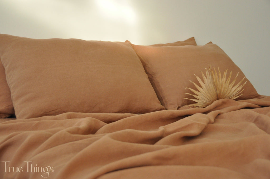 READY TO SHIP Clay linen fitted sheet 1 Fitted sheet Softened linen sheet Stonewashed linen Linen bedsheet brown fitted sheet washed linen