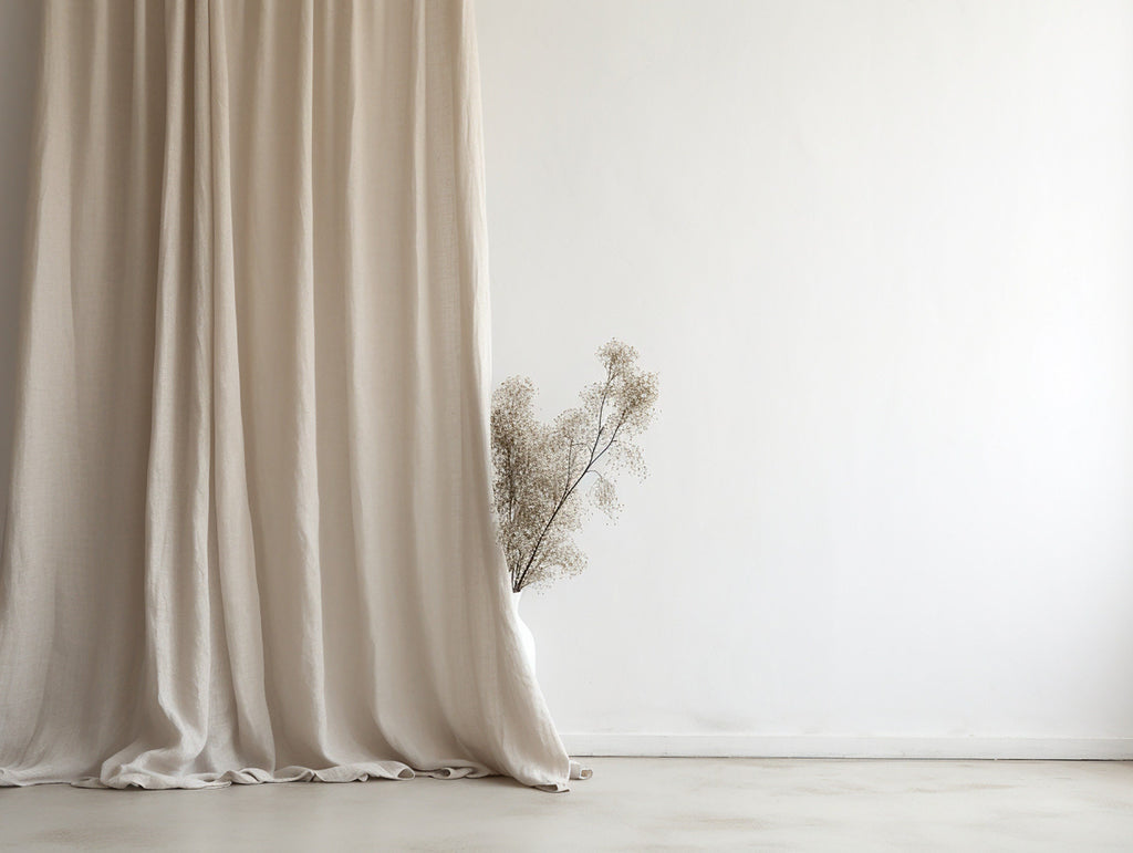 READY TO SHIP Undyed regular linen curtains 2 panels Unlined Cotton Blackout lining Medium weight linen