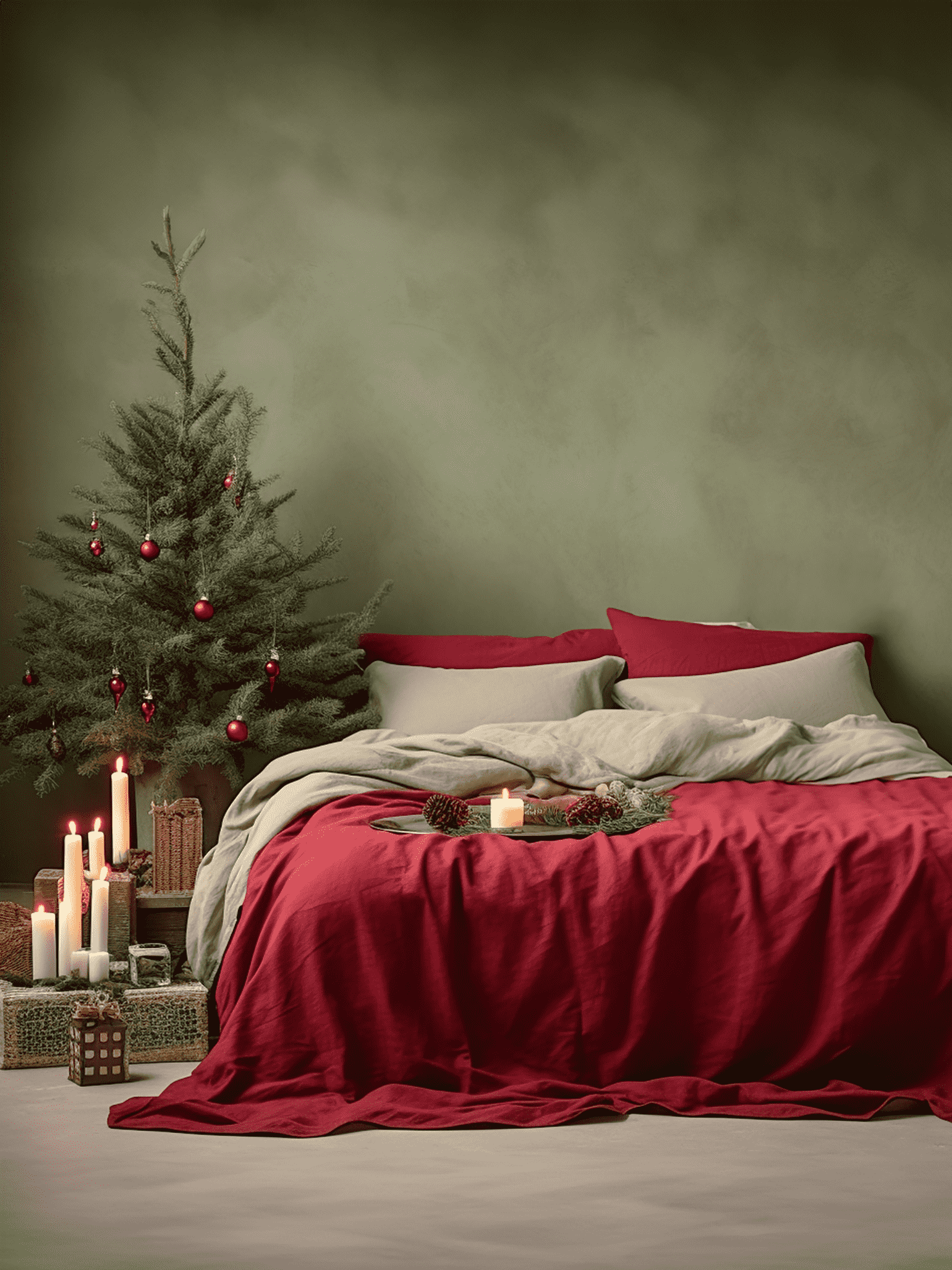 Christmas Maroon coverlet