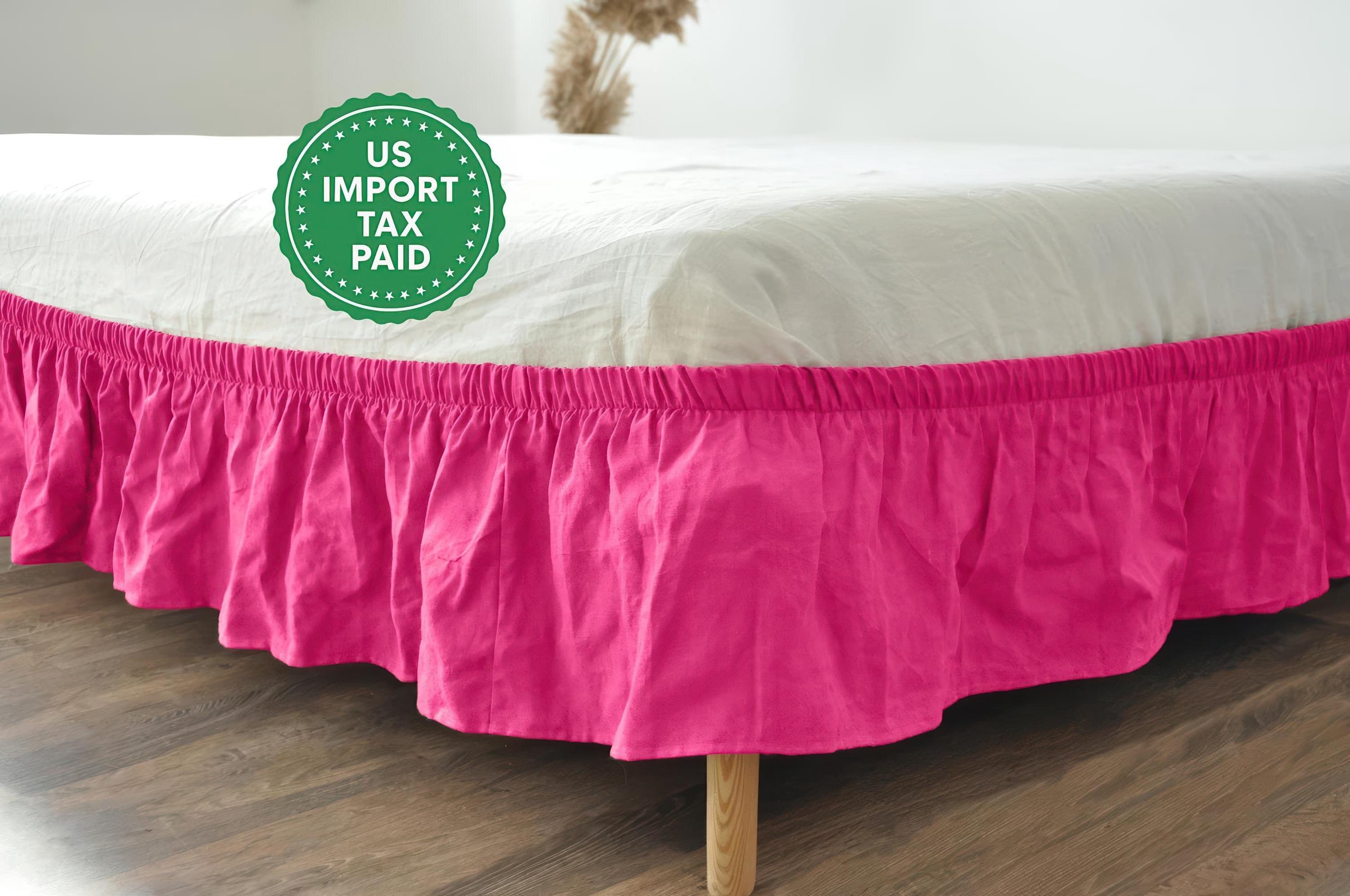 READY TO SHIP Fuchsia linen bed skirt 1 Softened linen bed skirt Wrap around bed skirt Stonewashed linen Wedding gift Brown bed skirt