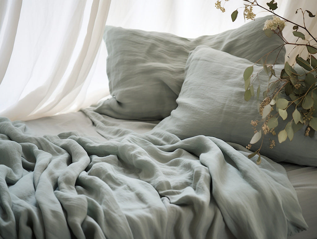 READY TO SHIP Gray sage linen pillowcase 2 Green pillow cover King Queen Standard Euro Decorative Australian, Custom size Envelope closure