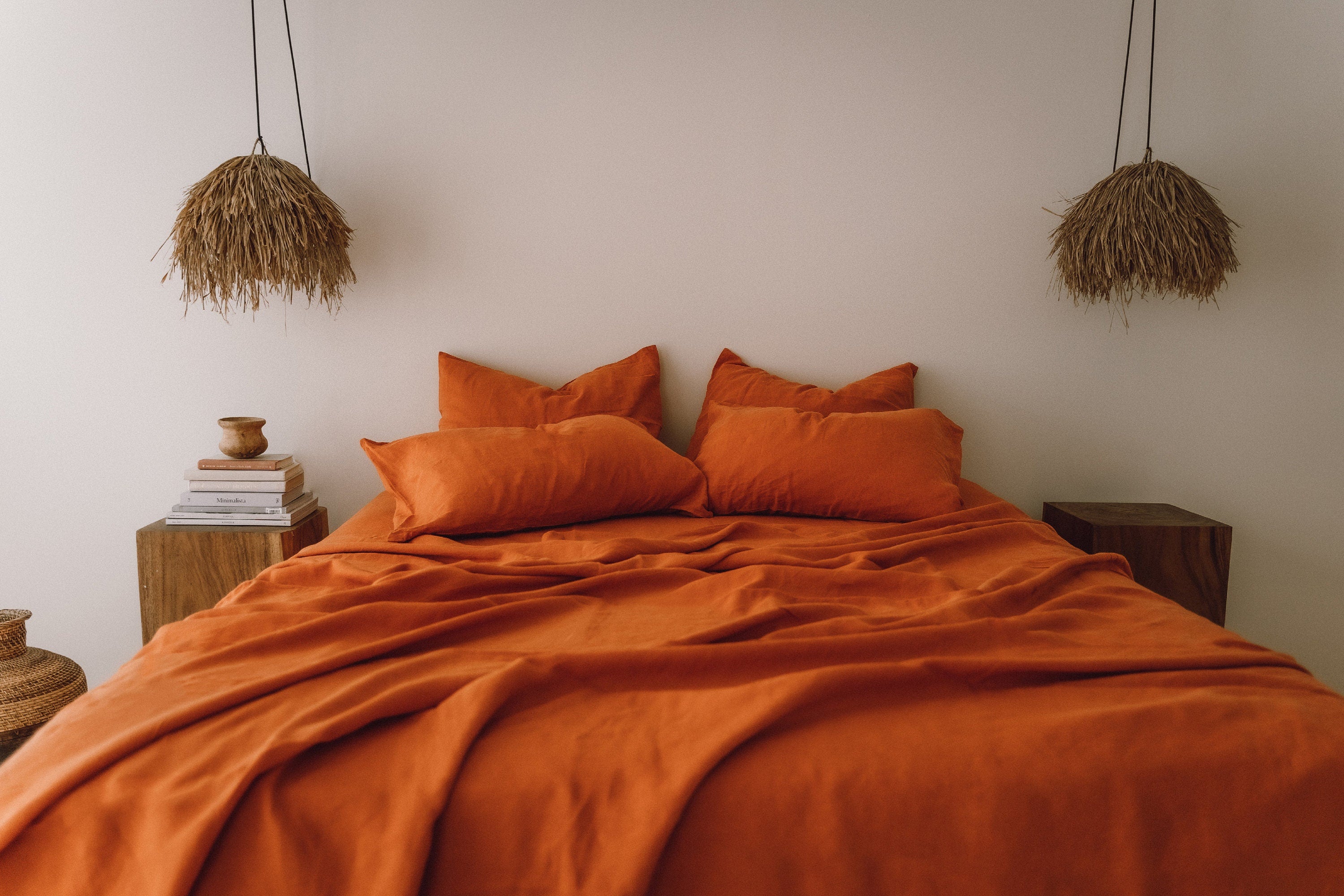 READY TO SHIP from Florida 2 Burnt orange linen pillowcase Burnt orange pillow cover Standard Euro Decorative Lumbar, Custom size Envelope