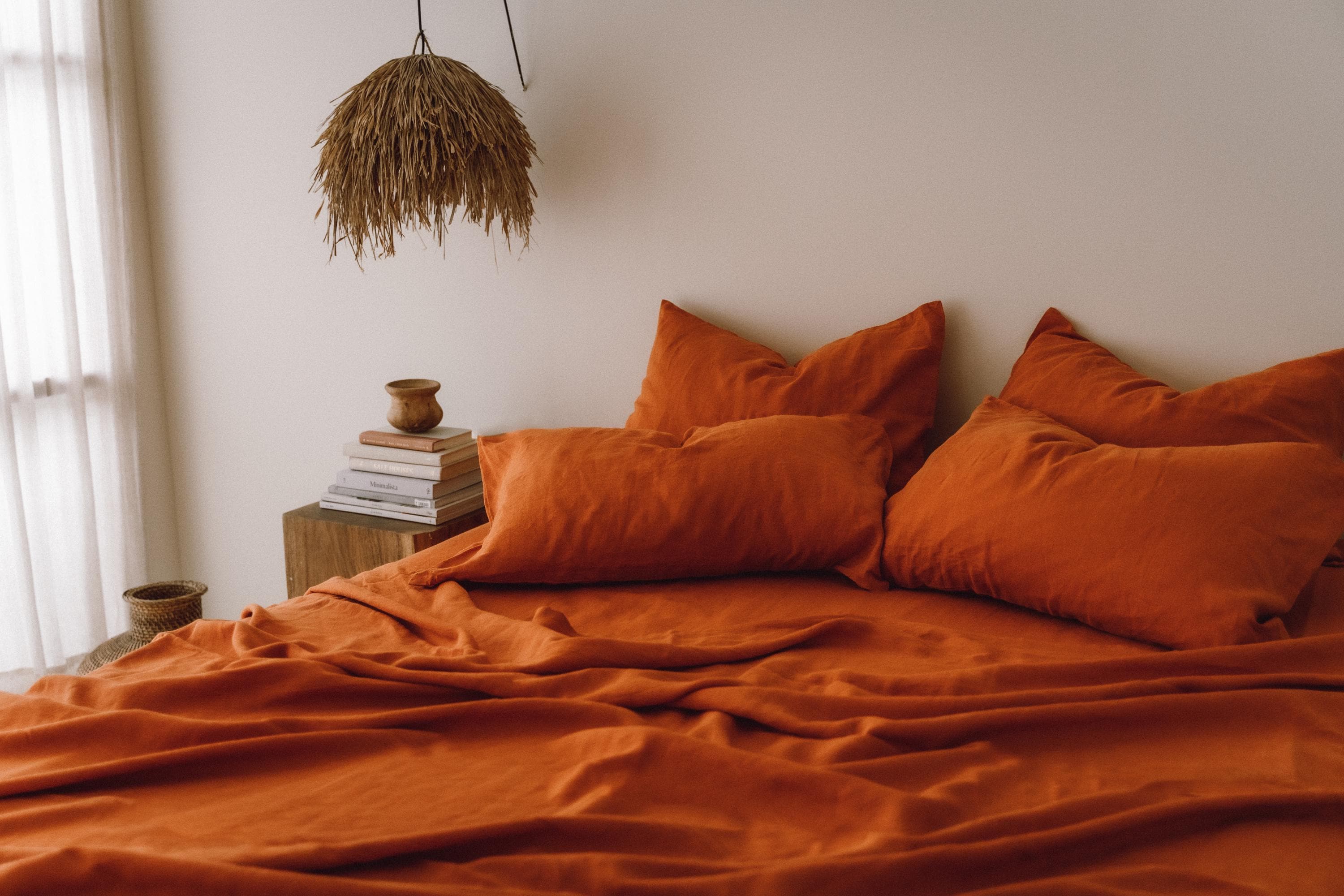 READY TO SHIP from Florida 2 Burnt orange linen pillowcase Burnt orange pillow cover Standard Euro Decorative Lumbar, Custom size Envelope