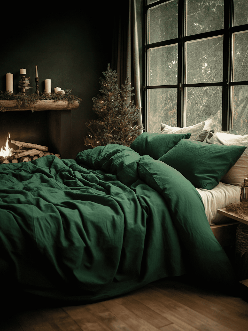 Christmas Forest green duvet cover