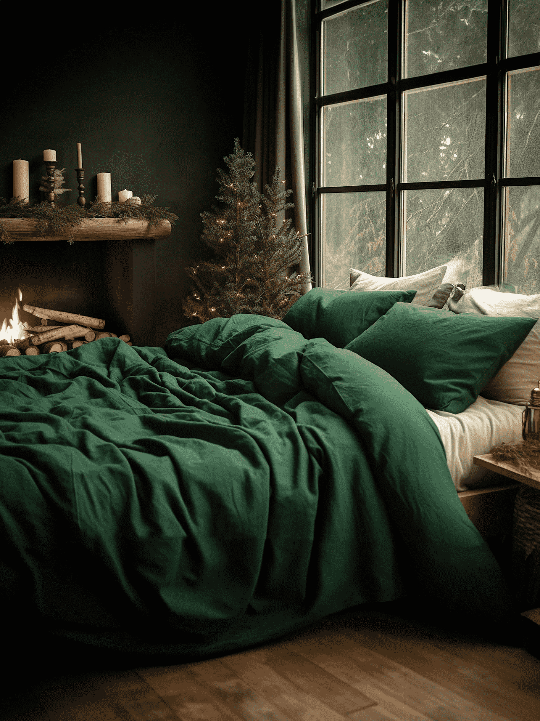 Christmas Forest green duvet cover