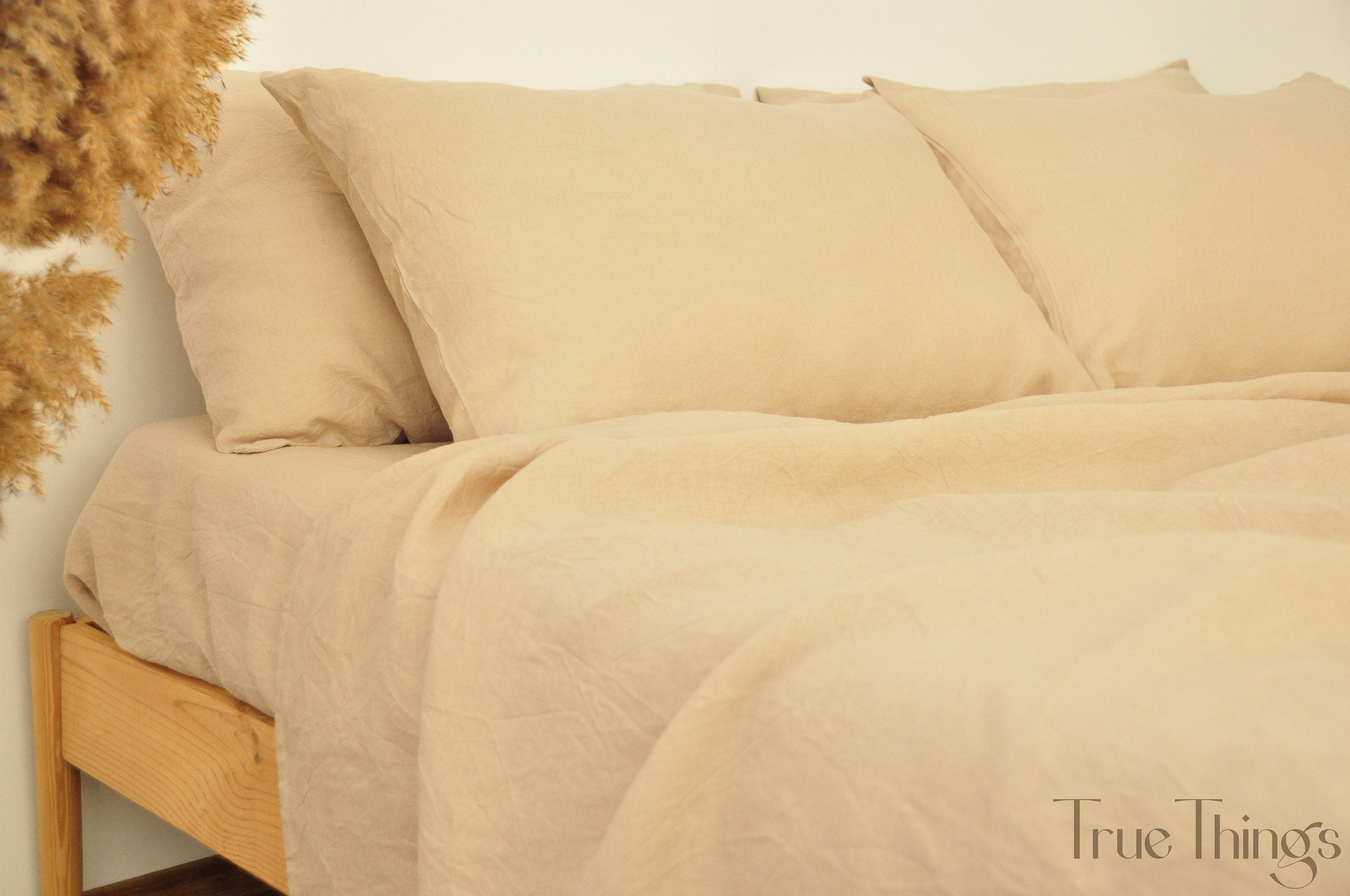 READY TO SHIP 1 Caramel linen flat sheet Flat sheet Softened linen sheet Stonewashed linen Linen bedsheet Farmhouse decor