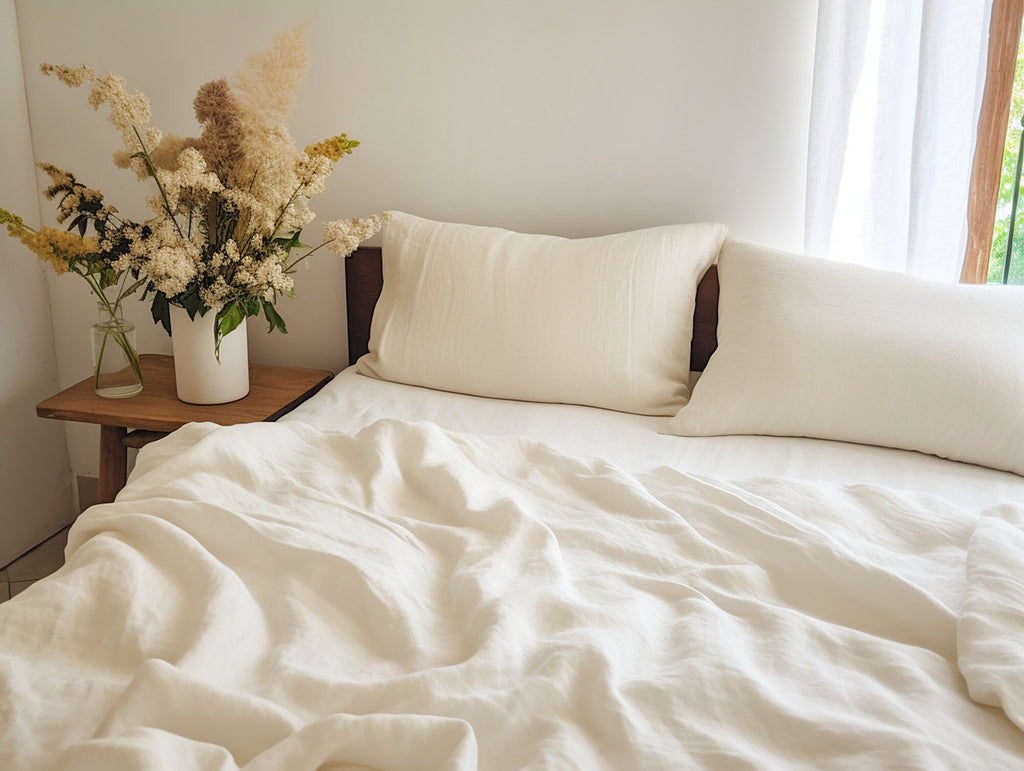 READY TO SHIP from Florida 1 Ivory linen fitted sheet Fitted sheet Softened linen sheet Stonewashed linen Linen bedsheet Deep pocket King