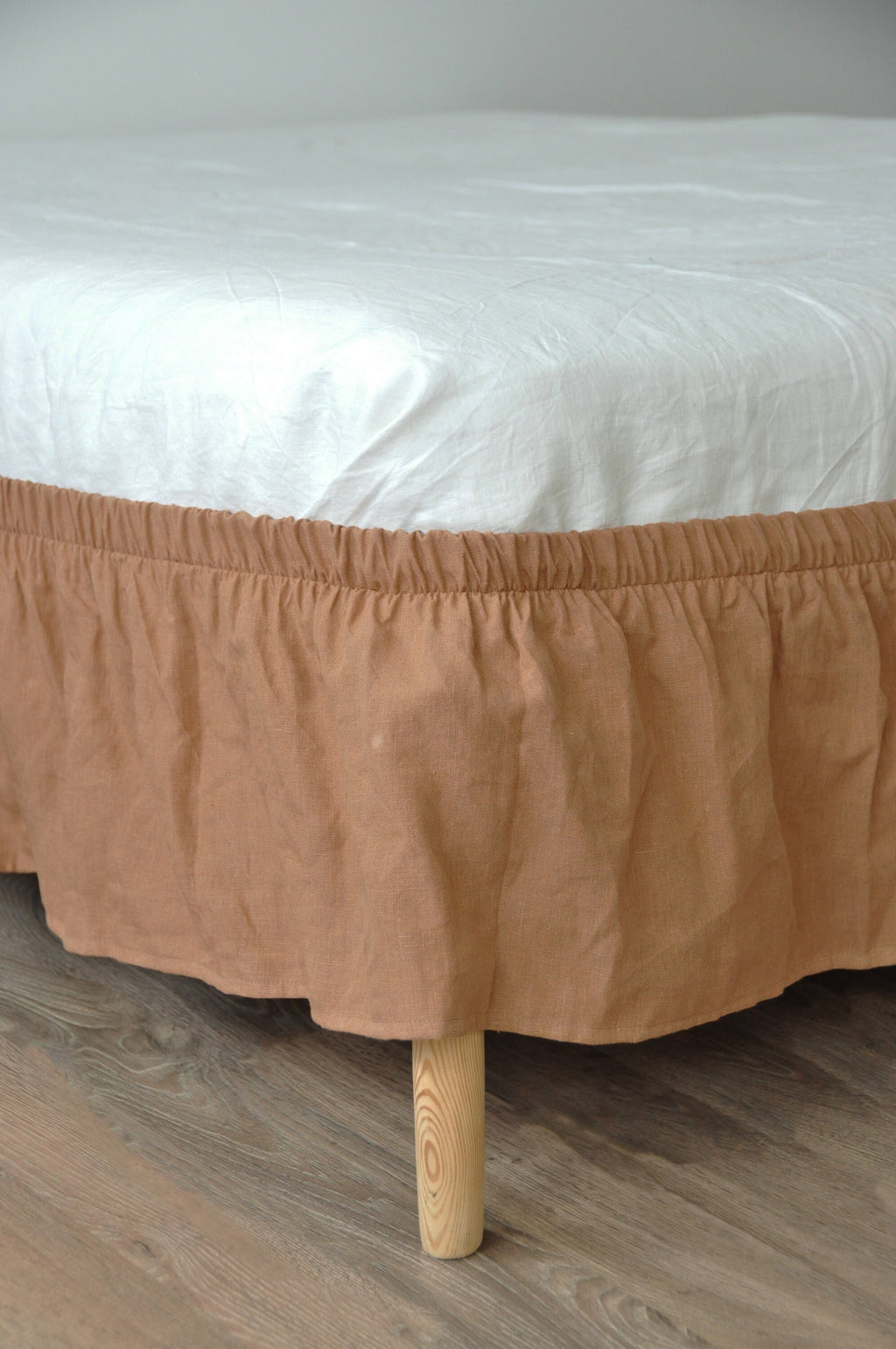 READY TO SHIP Twin clay linen wrap around bed skirt Softened linen bed skirt Stonewashed linen Wedding gift Brown bed skirt