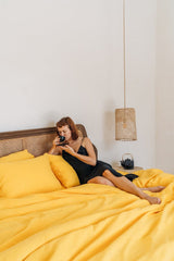 "Bright yellow duvet cover - True Things"