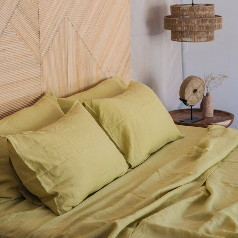 "Chartreuse yellow pillowcase - True Things"
