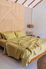 "Chartreuse yellow pillowcase - True Things"
