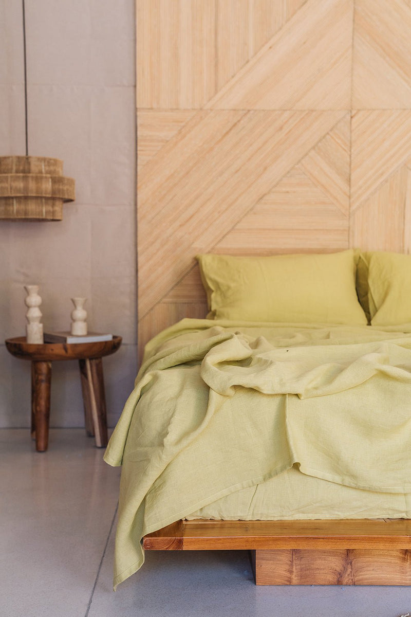 "Chartreuse yellow pillowcase - True Things"