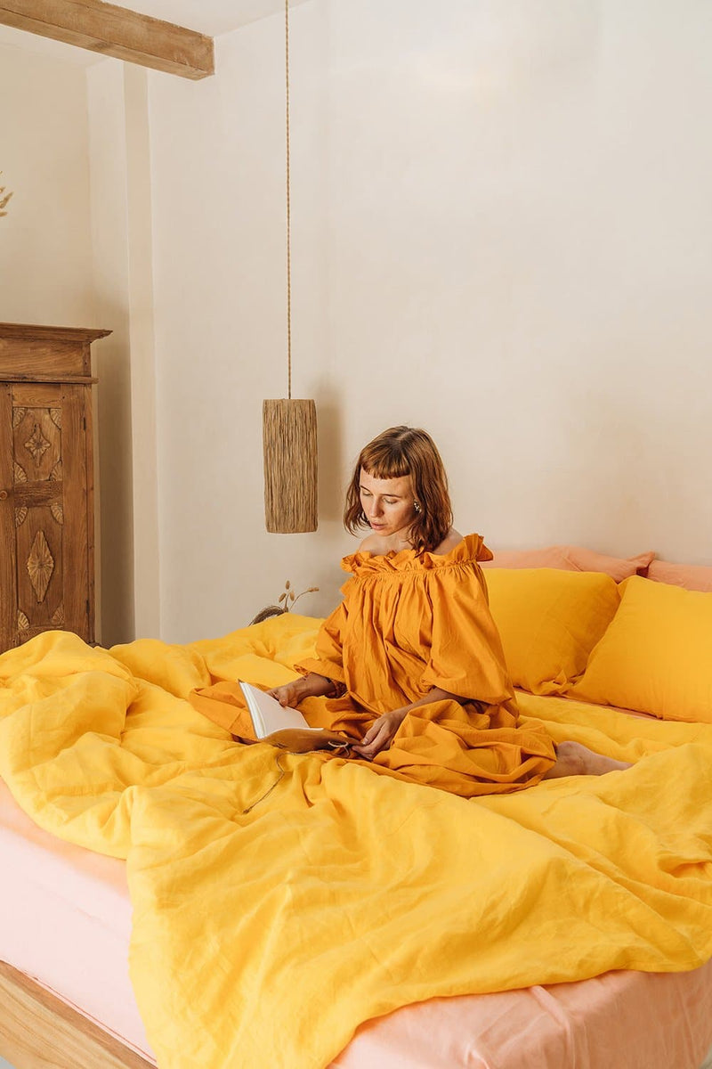 "Bright yellow pillowcase - True Things"