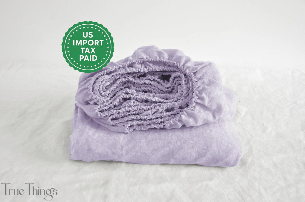 READY TO SHIP Lilac linen fitted sheet 1 Fitted sheet Softened linen sheet Stonewashed linen Linen bedsheet Pink fitted sheet
